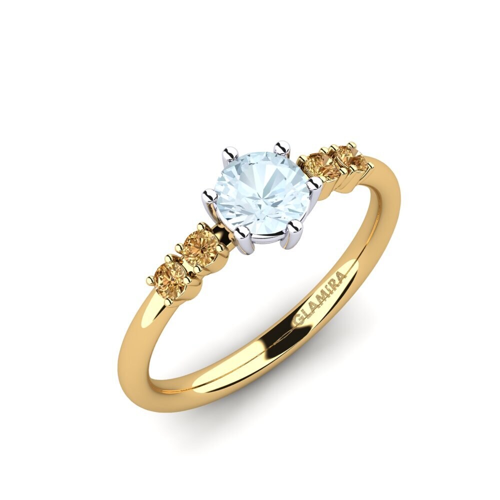 14ct Yellow & White Gold Aquamarine Engagement Ring Zanessa