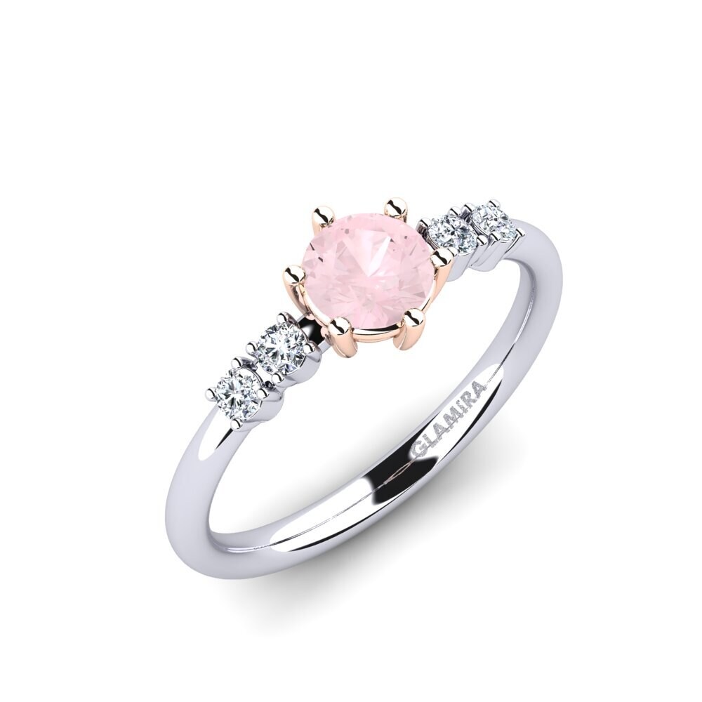 14ct White & Rose Gold Rose Quartz Engagement Ring Zanessa