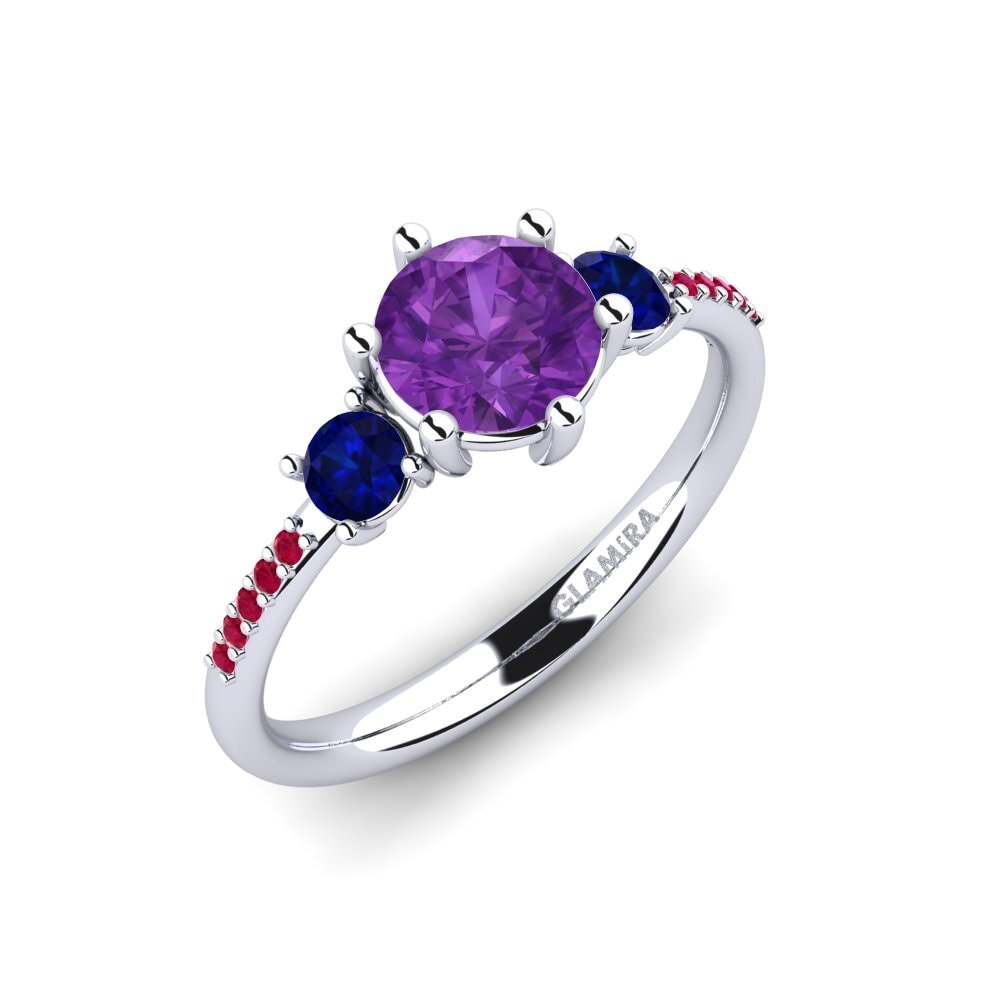Bague En Argent 925 Avec Grenat, Améthyste Et Péridot - Taille 55 - Neuf Avec étiquettes - BA-AR-207