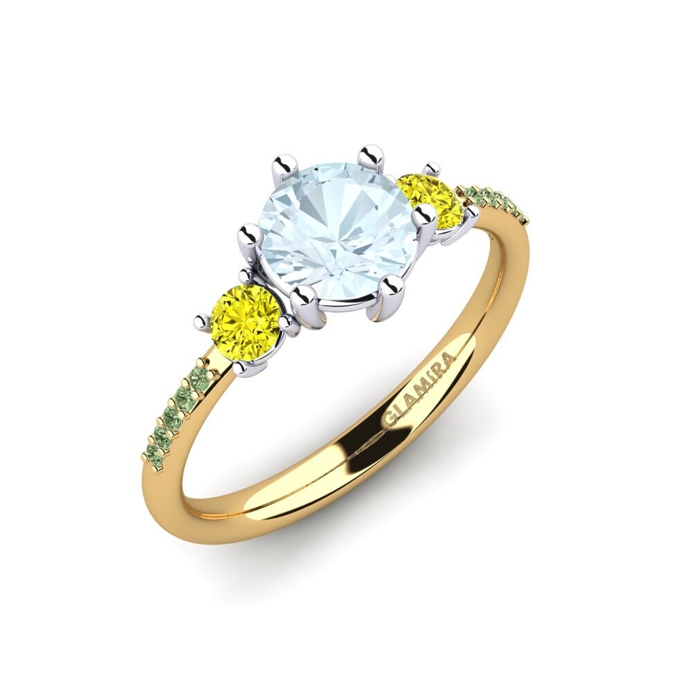 14ct Yellow & White Gold Aquamarine Engagement Ring Zanyria