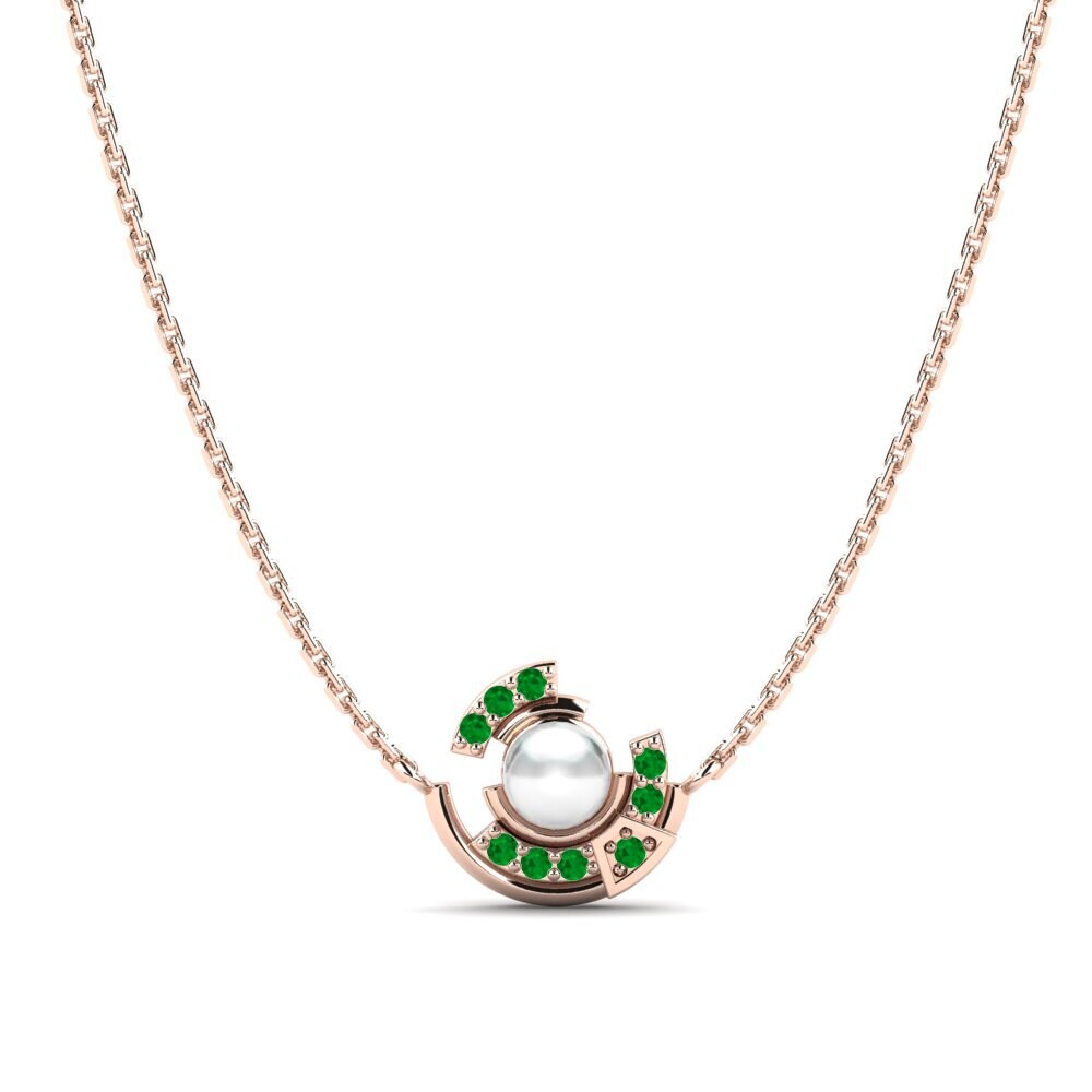 14ct Rose Gold Emerald Women's Necklace Activation