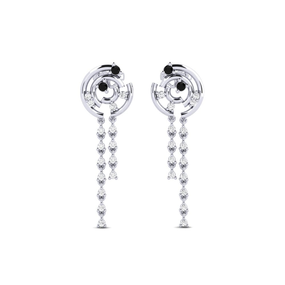 950 Platinum Black Sapphire Women's Earring Archaicci