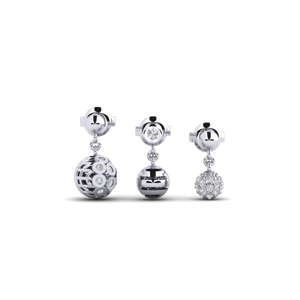 14k White Gold Diamond Women's Earring Archery - SET
