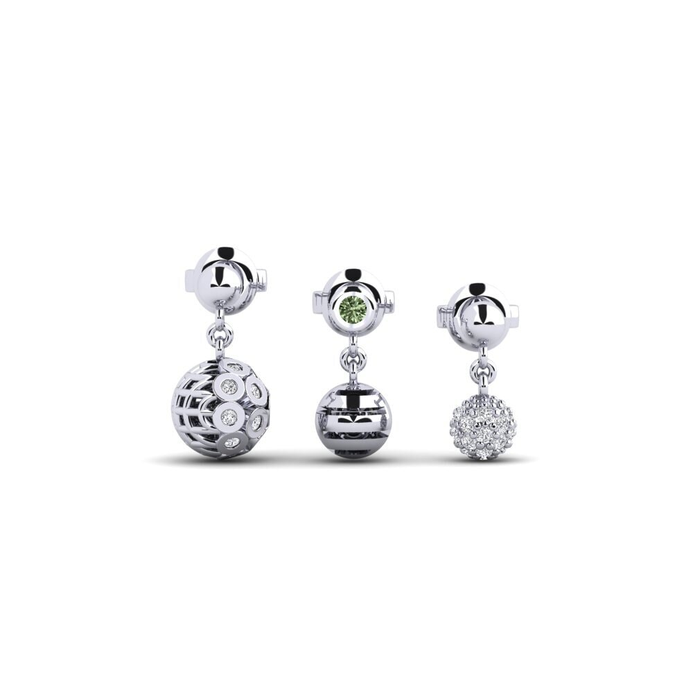 950 Platinum Green Diamond Women's Earring Archery - SET