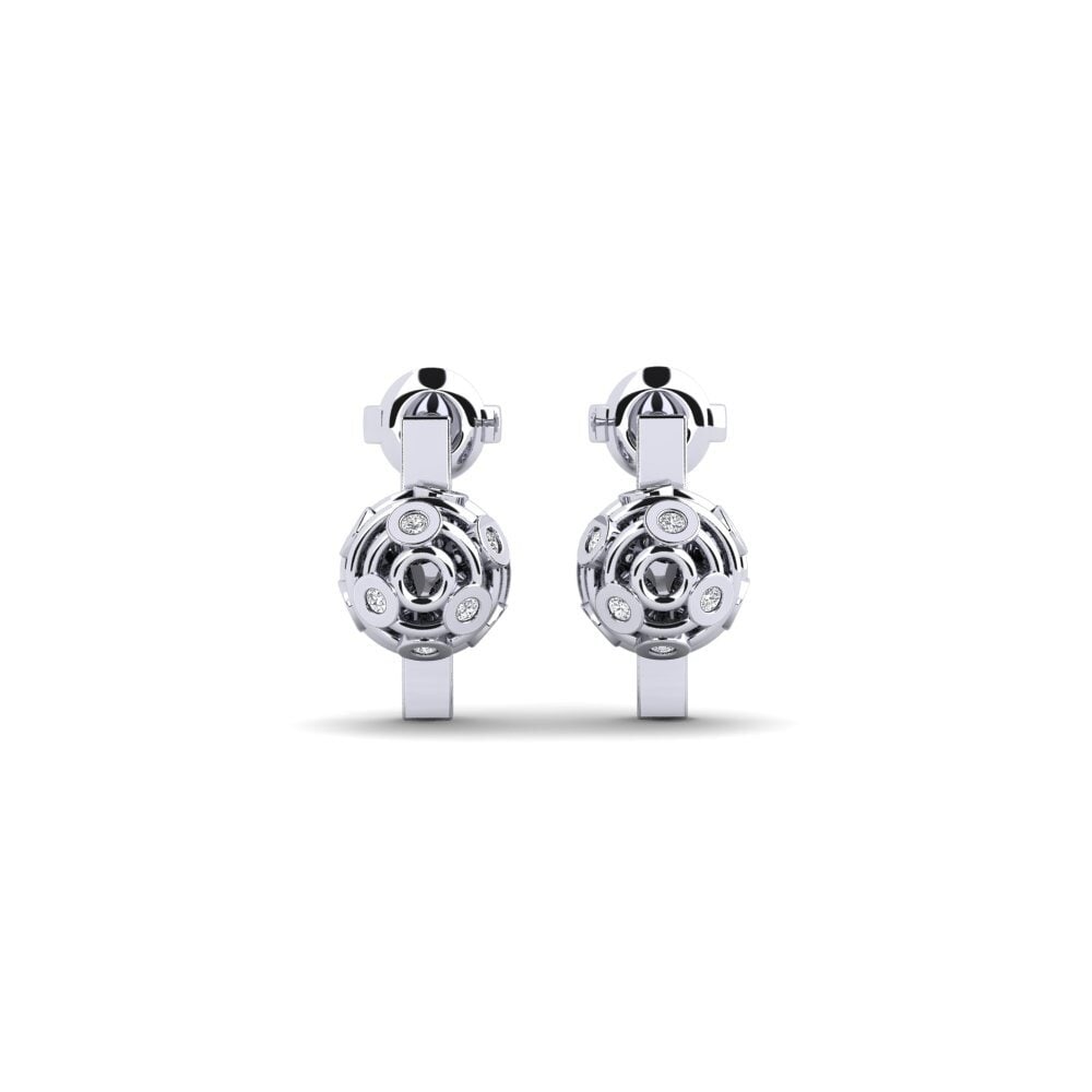 14k White Gold Diamond Women's Earring Askew