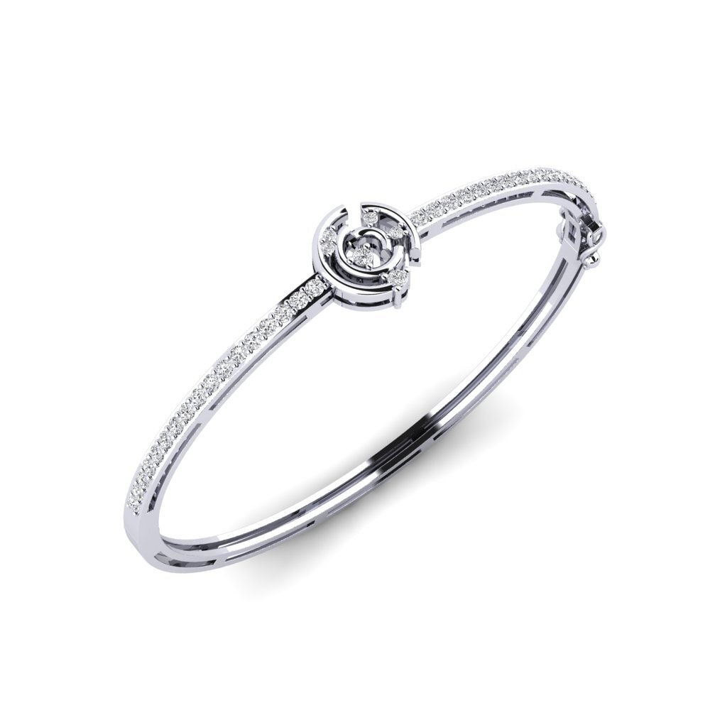 14k White Gold Diamond Women's Bangle Automaton