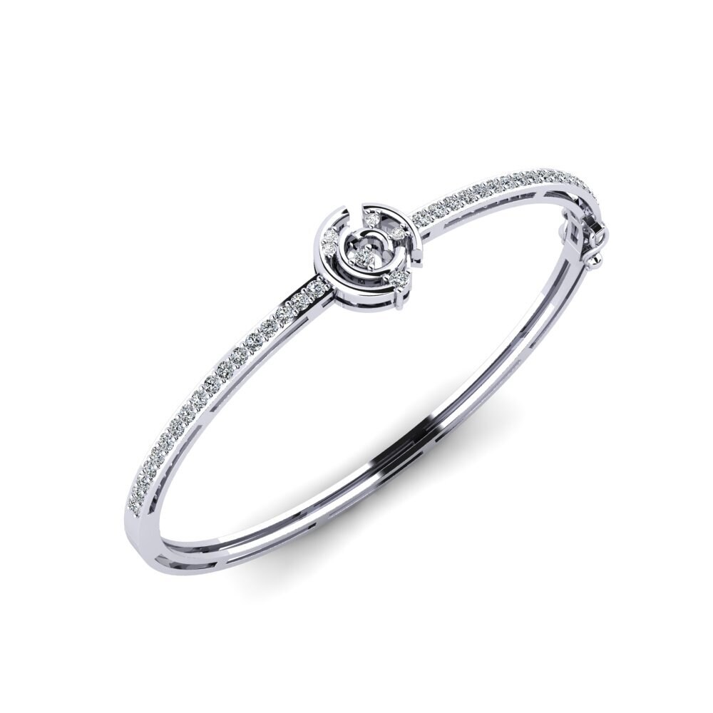 18ct White Gold Zirconia Women's Bangle Automaton