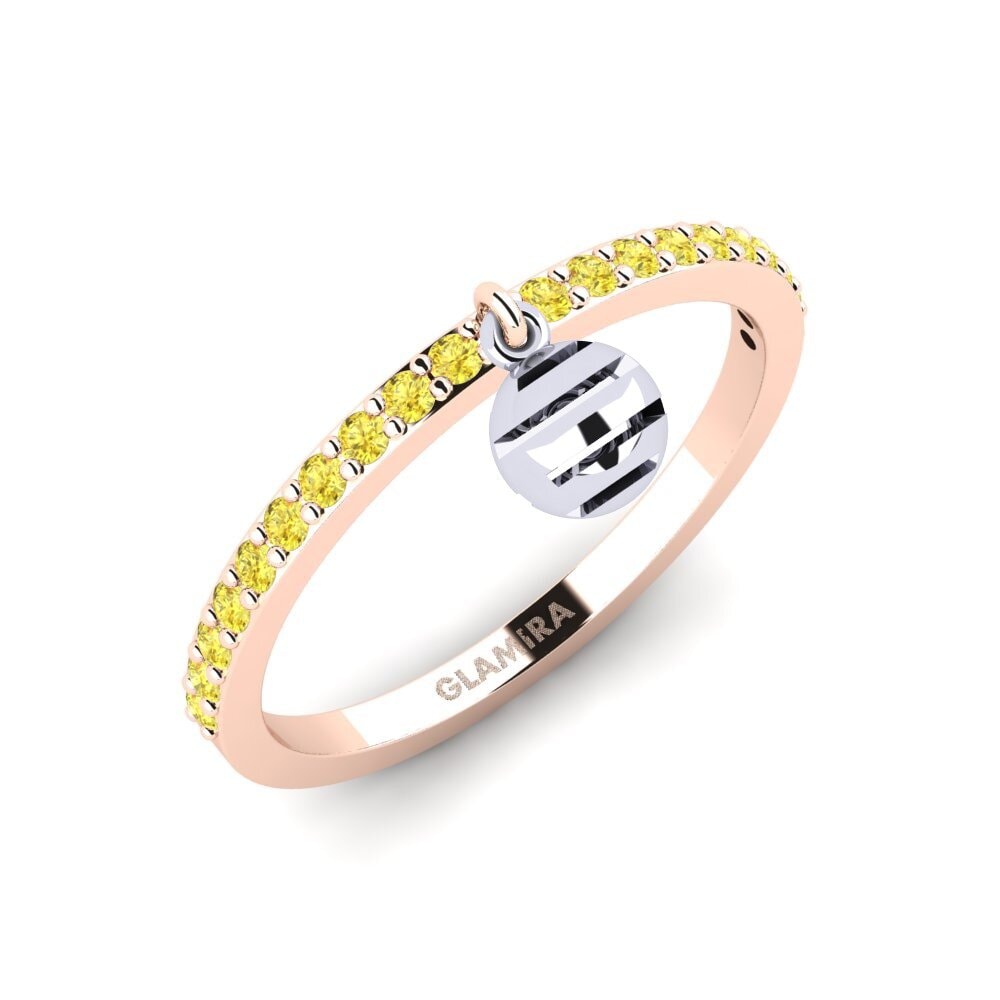 14k Oro Rosa & Blanco Zafiro amarillo Anillo Bagford