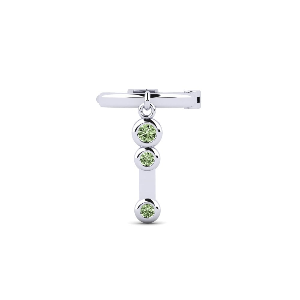950 Platinum Green Diamond Women's Earring Ballu