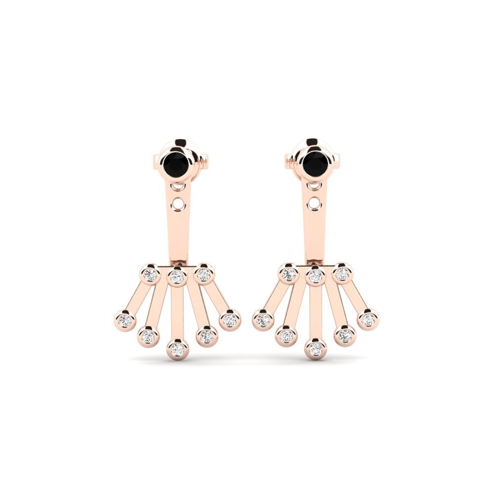 14ct Rose Gold Black Onyx Women's Earring Baolina