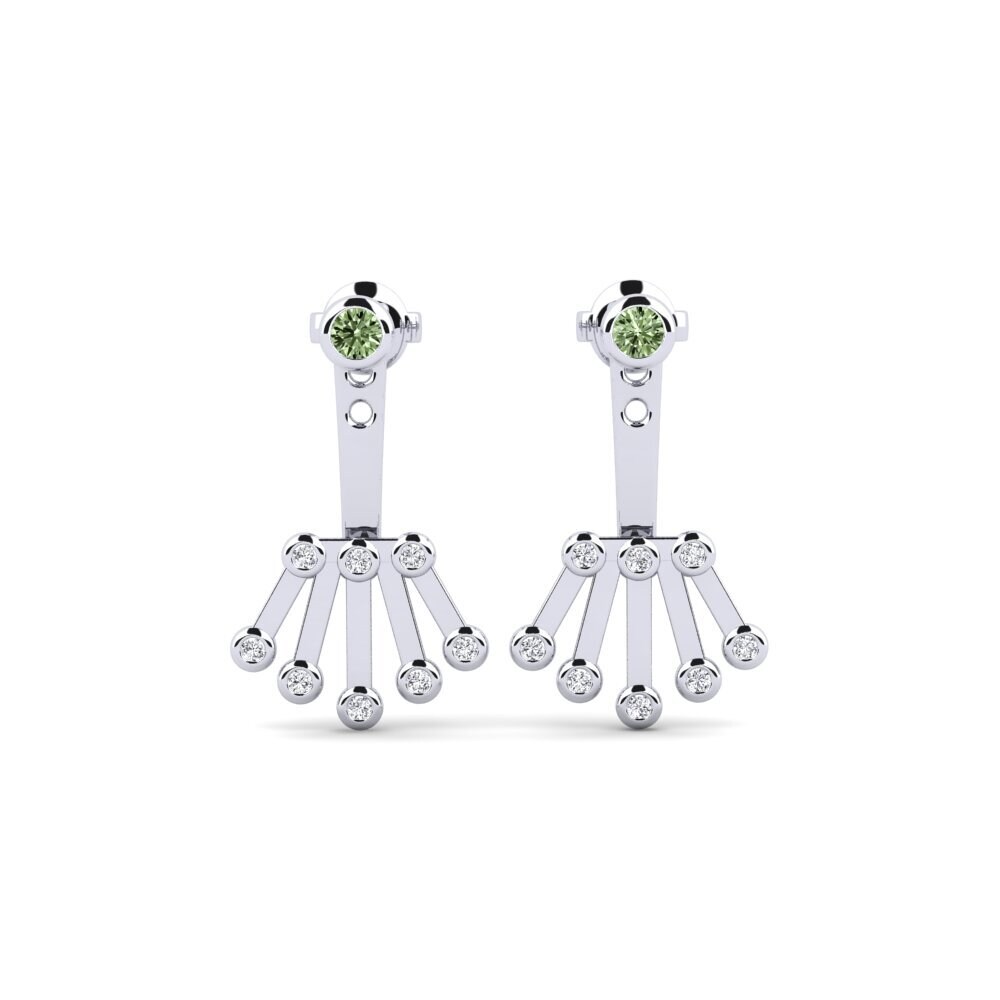 950 Platinum Green Diamond Women's Earring Baolina