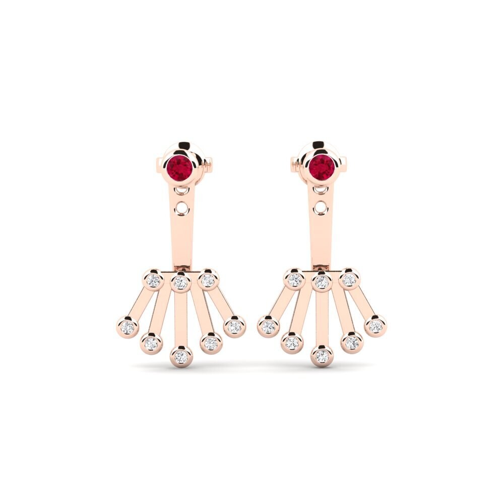 14ct Rose Gold Ruby Women's Earring Baolina