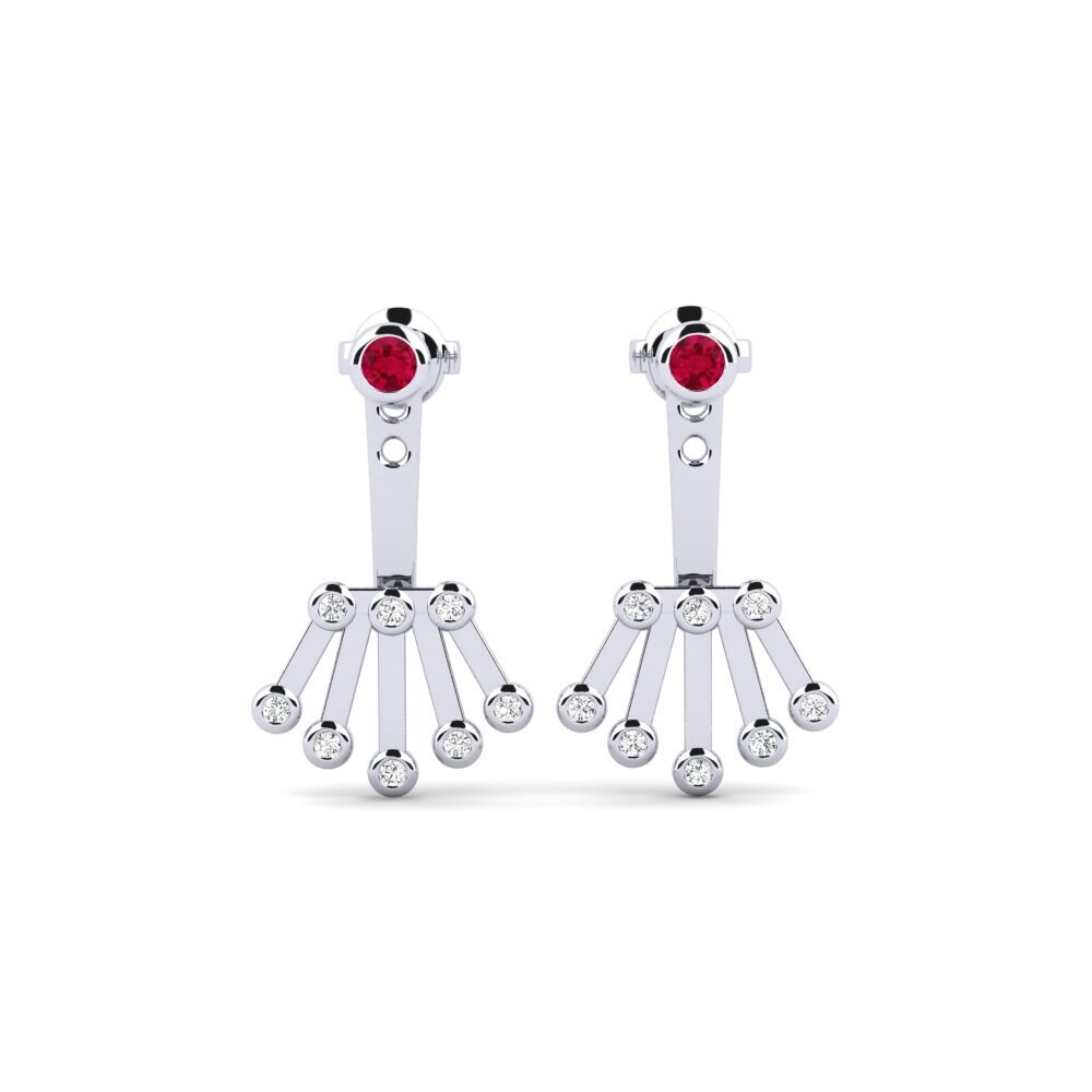 950 Platinum Ruby Women's Earring Baolina