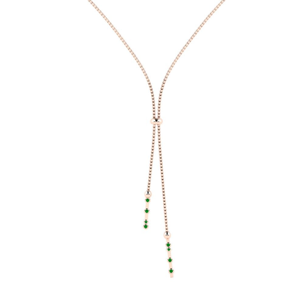 14ct Rose Gold Emerald Women's Necklace Basalla