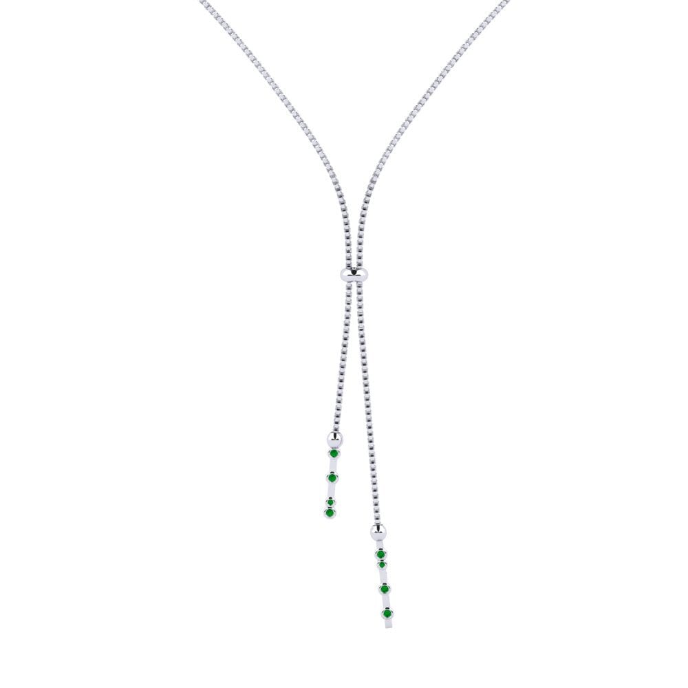 9ct White Gold Emerald Women's Necklace Basalla