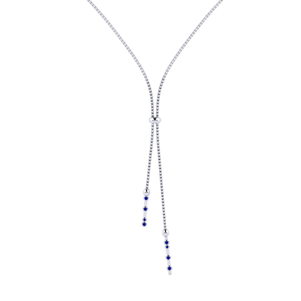 14ct White Gold Sapphire Women's Necklace Basalla