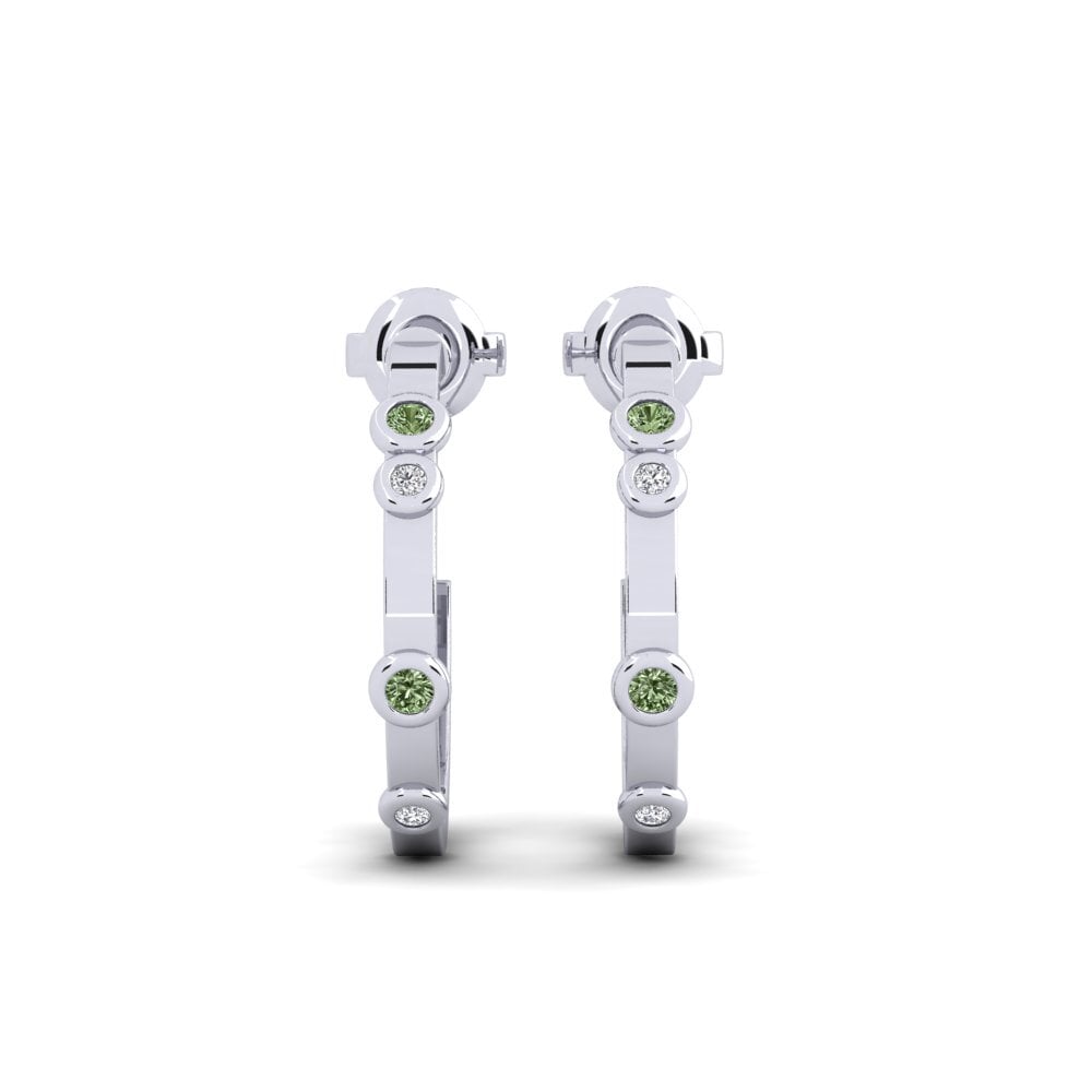 950 Platinum Green Diamond Women's Earring Benih