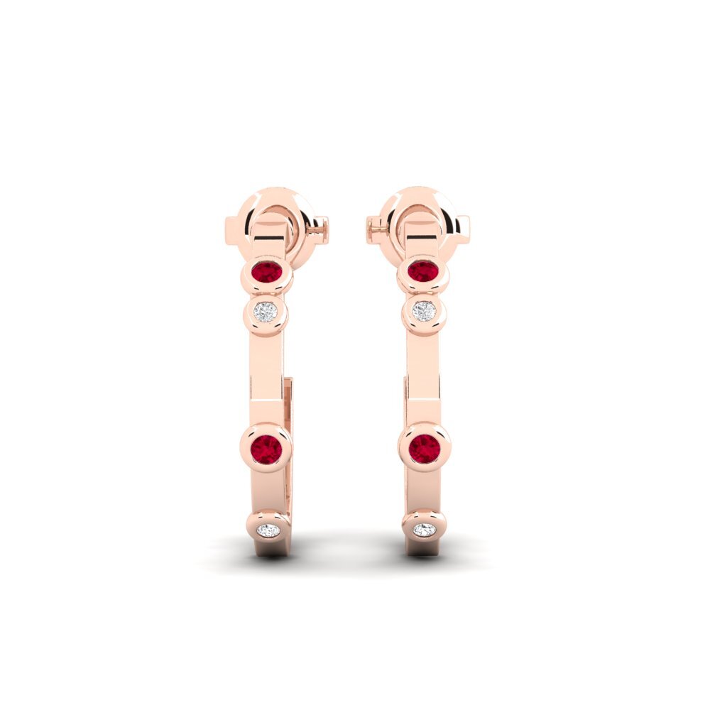 14ct Rose Gold Ruby Women's Earring Benih