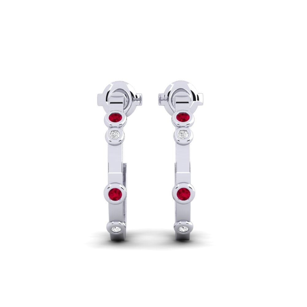 950 Platinum Ruby Women's Earring Benih