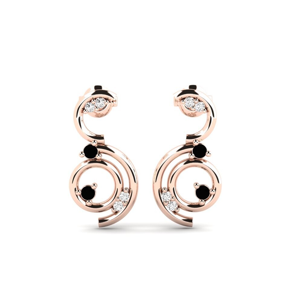 14ct Rose Gold Black Onyx Women's Earring Benovie
