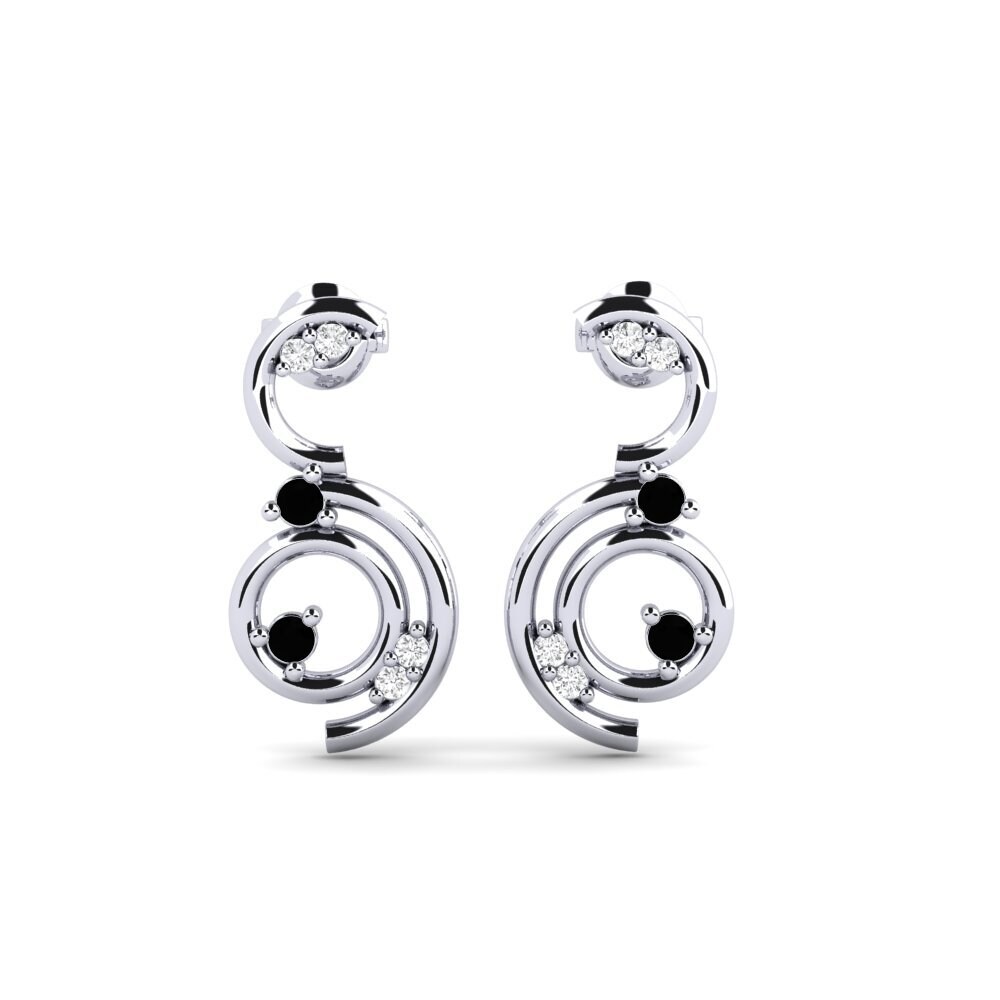 950 Platinum Black Sapphire Women's Earring Benovie