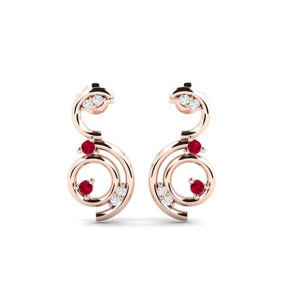 14ct Rose Gold Ruby Women's Earring Benovie
