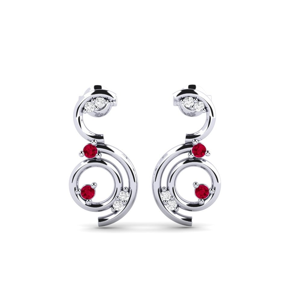 950 Platinum Ruby Women's Earring Benovie
