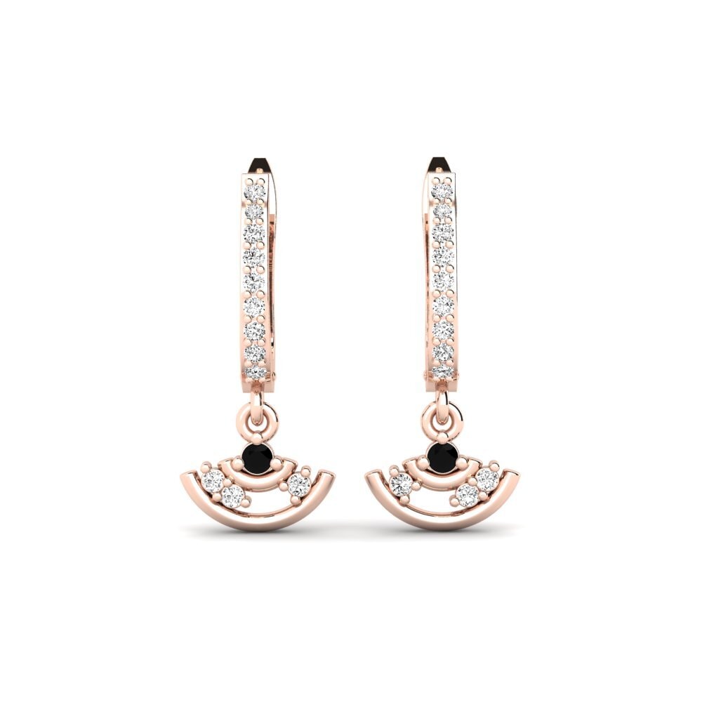 14ct Rose Gold Black Onyx Women's Earring Berpunk