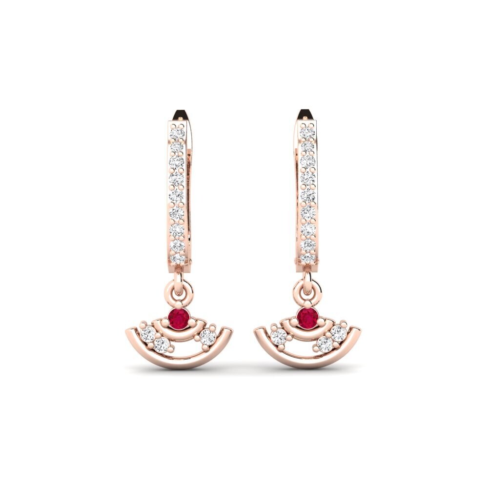 14ct Rose Gold Ruby Women's Earring Berpunk