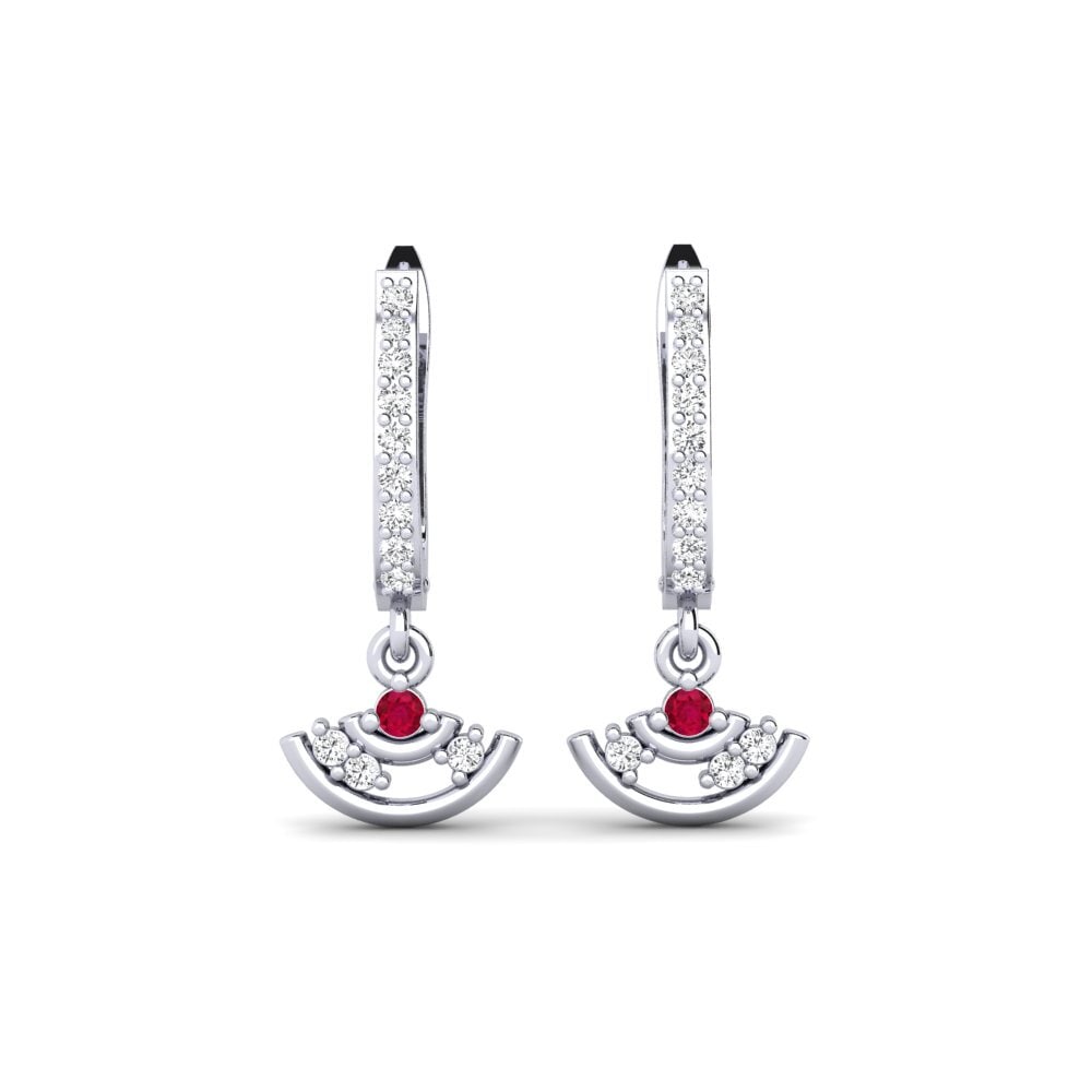 950 Platinum Ruby Women's Earring Berpunk