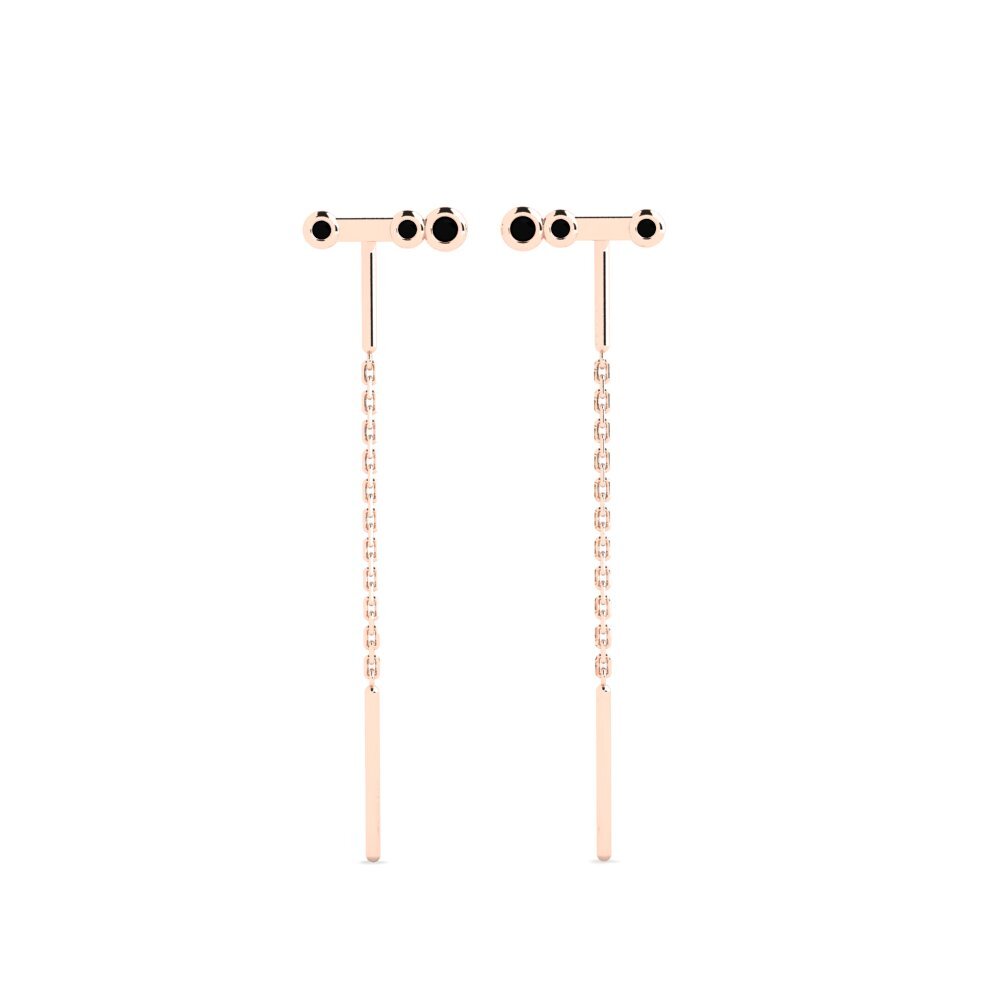 14ct Rose Gold Black Onyx Women's Earring Bhawlone - A