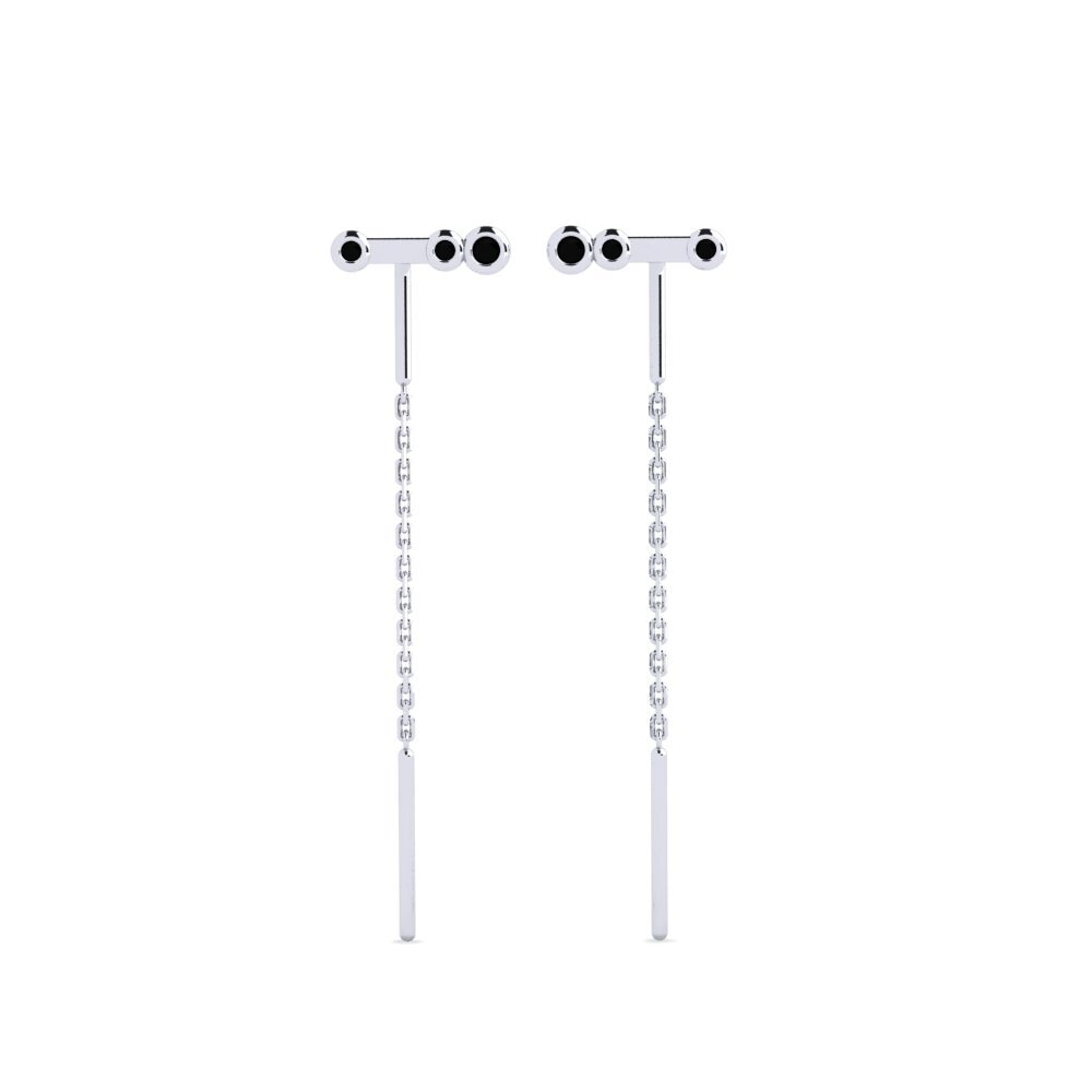950 Platinum Black Sapphire Women's Earring Bhawlone - A