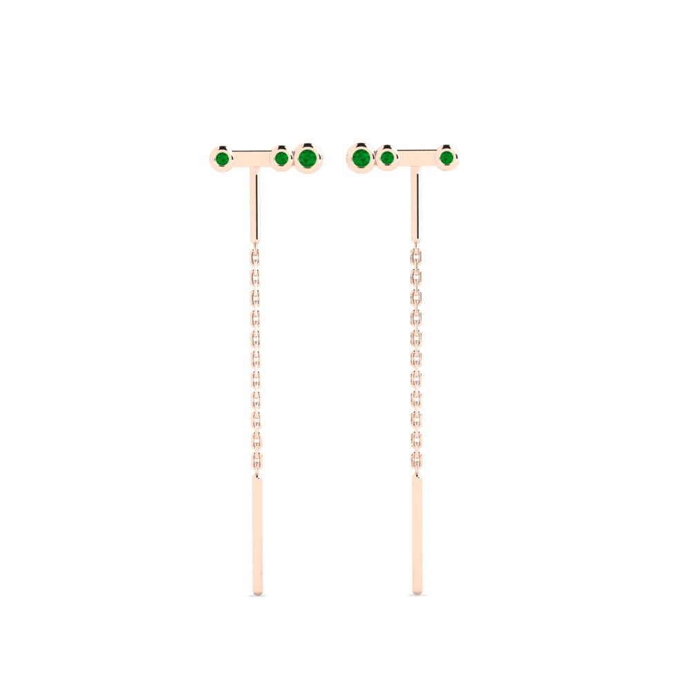 14ct Rose Gold Emerald Women's Earring Bhawlone - A