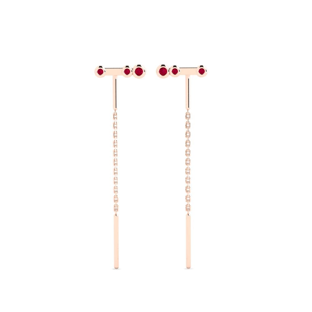 14ct Rose Gold Ruby Women's Earring Bhawlone - A