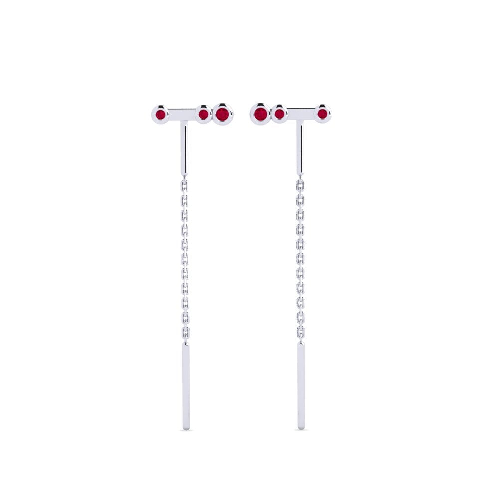 950 Platinum Ruby Women's Earring Bhawlone - A