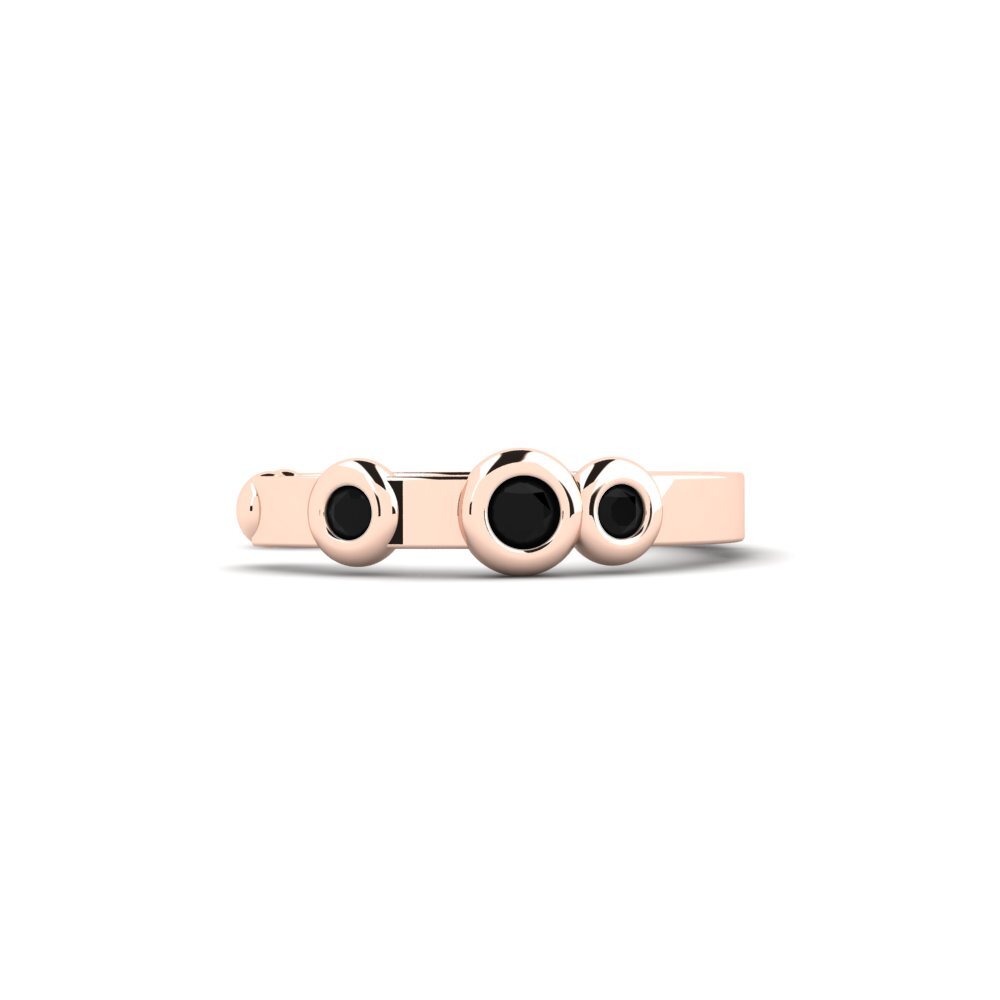 14ct Rose Gold Black Onyx Women's Earring Bhawlone - B