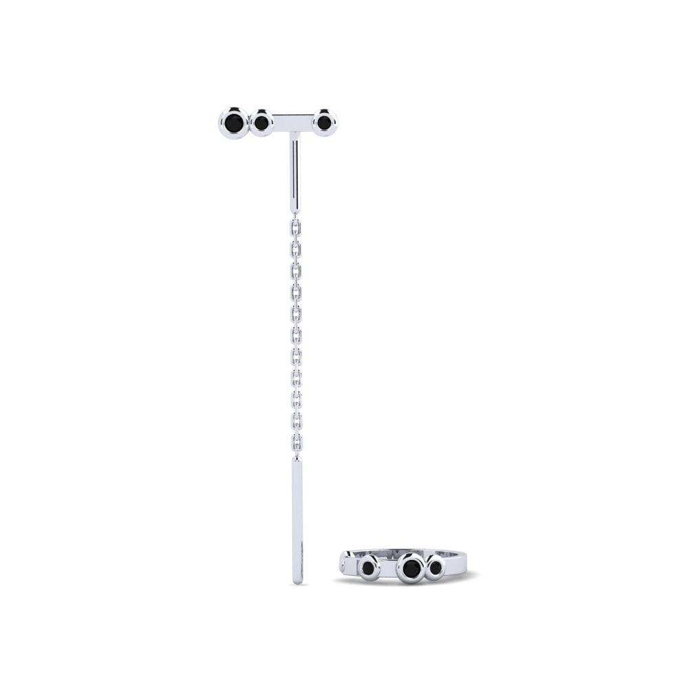 950 Platinum Black Sapphire Women's Earring Bhawlone - SET