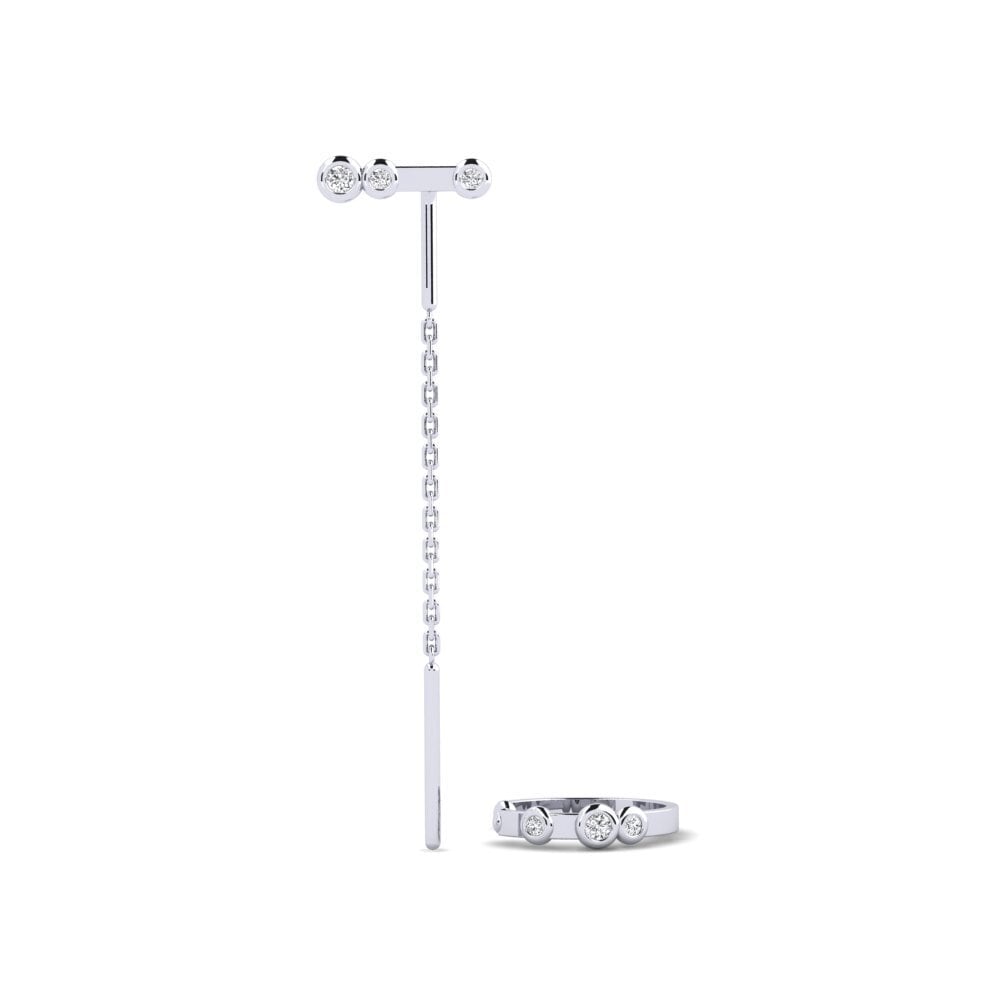 14k White Gold Diamond Women's Earring Bhawlone - SET