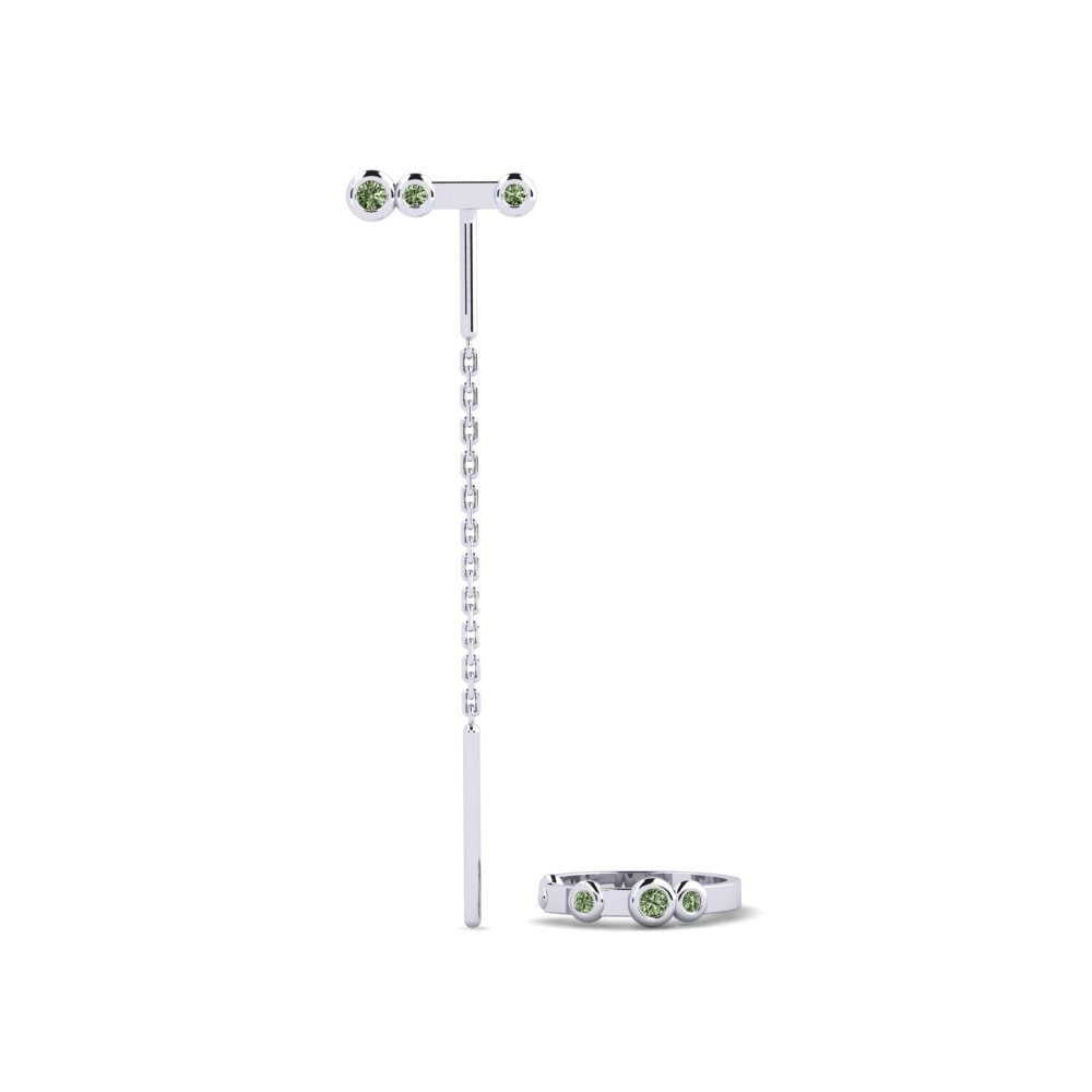 950 Platinum Green Diamond Women's Earring Bhawlone - SET