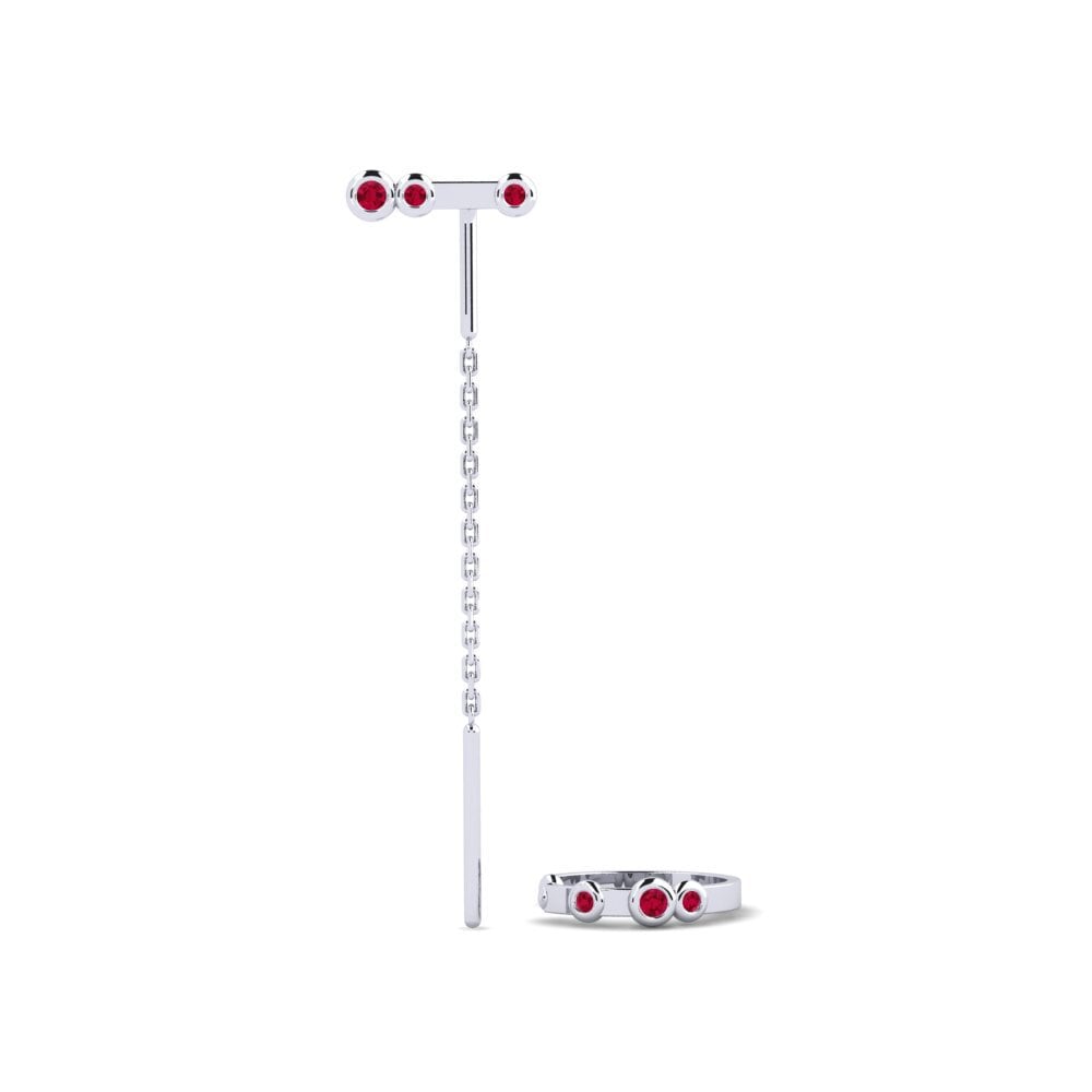 950 Platinum Ruby Women's Earring Bhawlone - SET