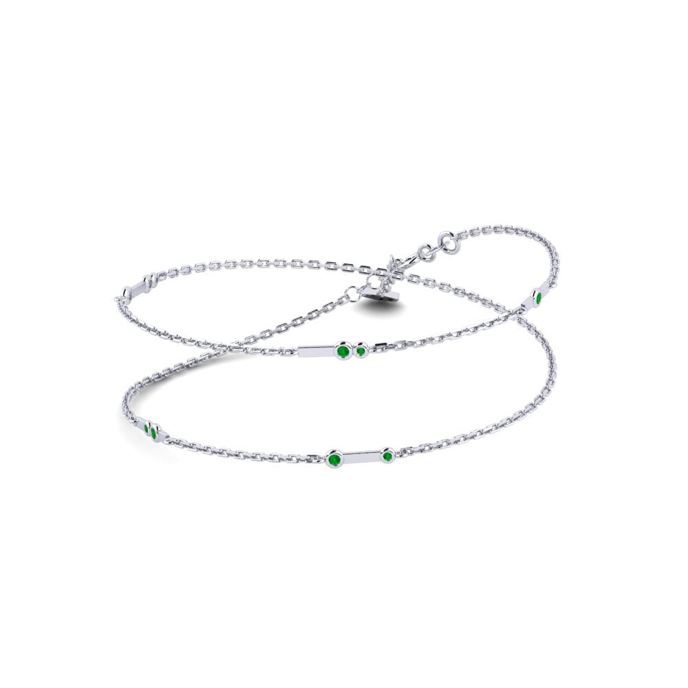 9ct White Gold Emerald Women's Necklace Bhora