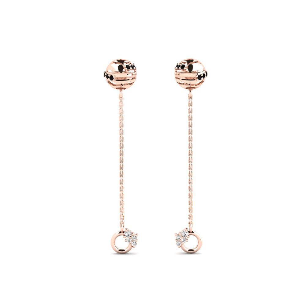 14ct Rose Gold Black Onyx Women's Earring Bistya