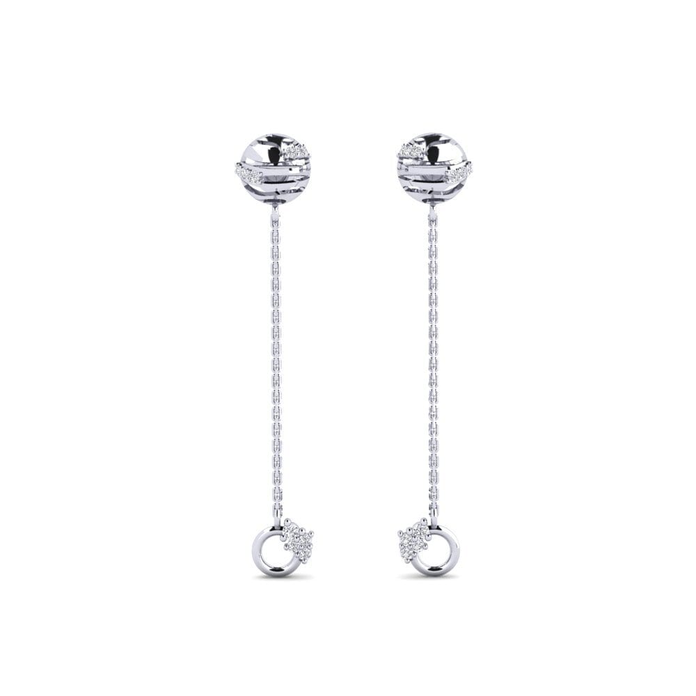 14k White Gold Diamond Women's Earring Bistya