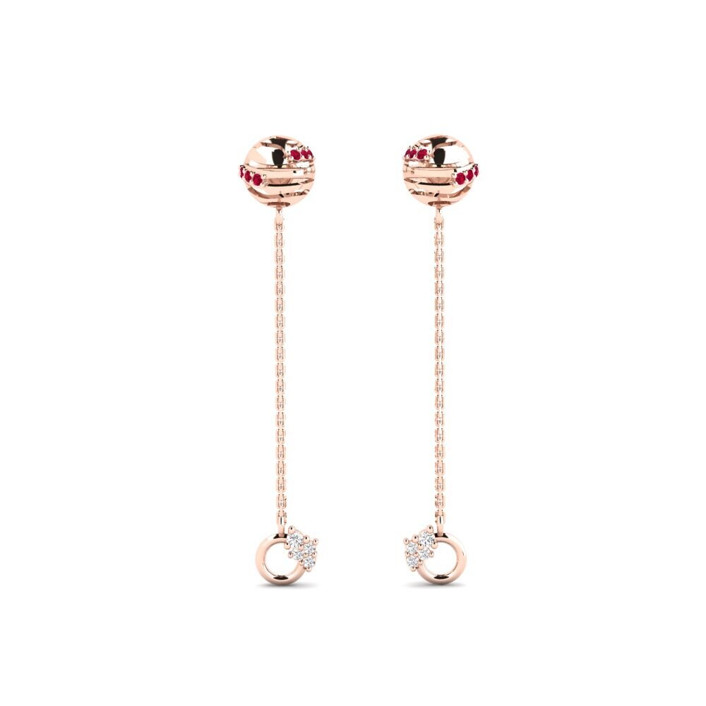 14ct Rose Gold Ruby Women's Earring Bistya