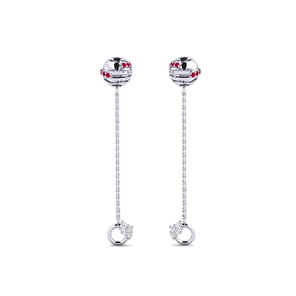 950 Platinum Ruby Women's Earring Bistya