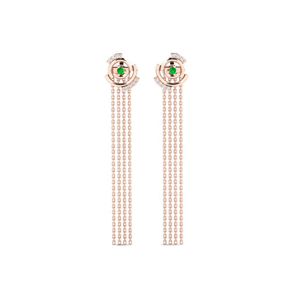 14ct Rose Gold Emerald Women's Earring Blausee