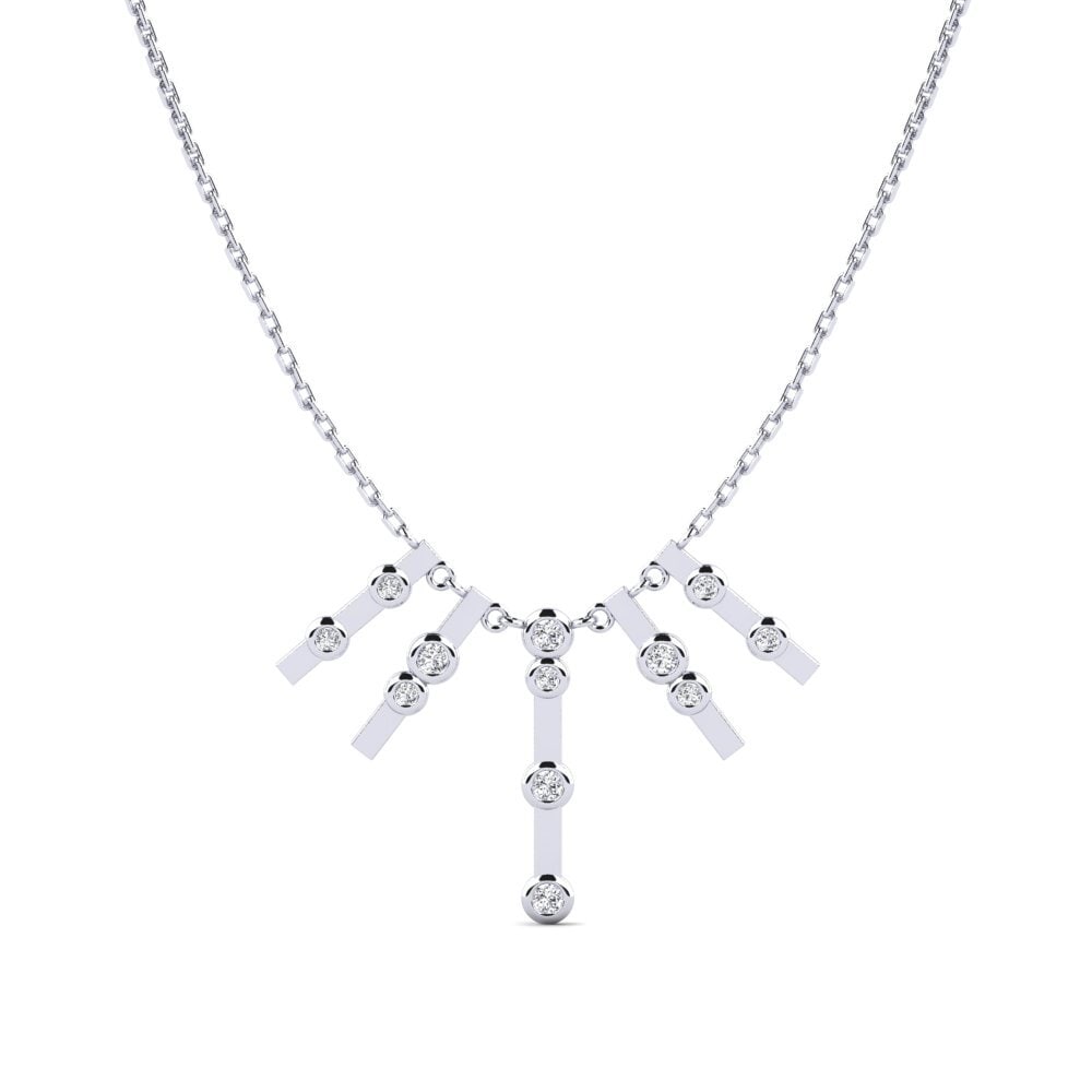 14k White Gold Diamond Women's Necklace Bloz