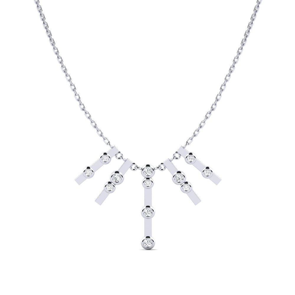 18ct White Gold Zirconia Women's Necklace Bloz
