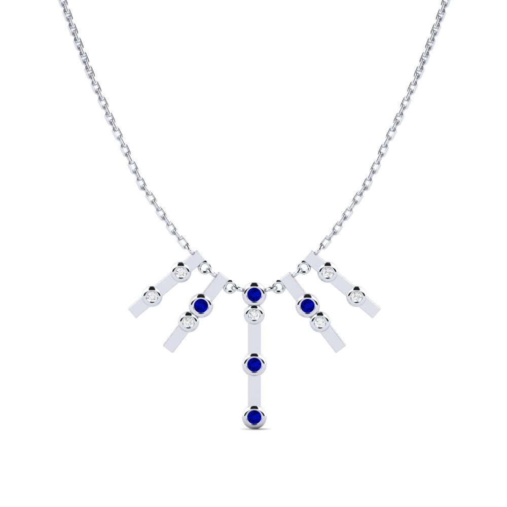 14ct White Gold Sapphire Women's Necklace Bloz