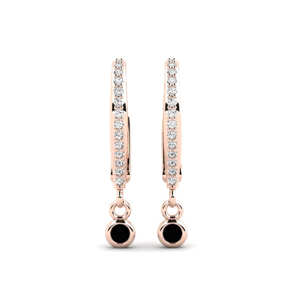 14ct Rose Gold Black Onyx Women's Earring Bola